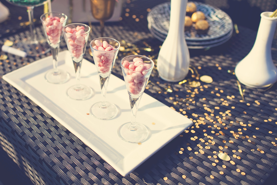 pink jelly beans and gold glitter