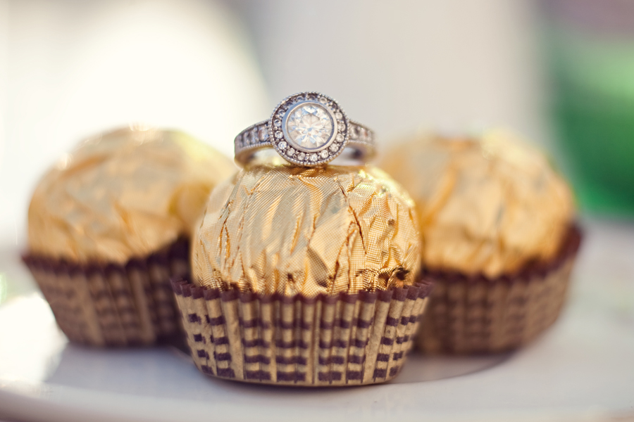 diamond engagement ring and truffles