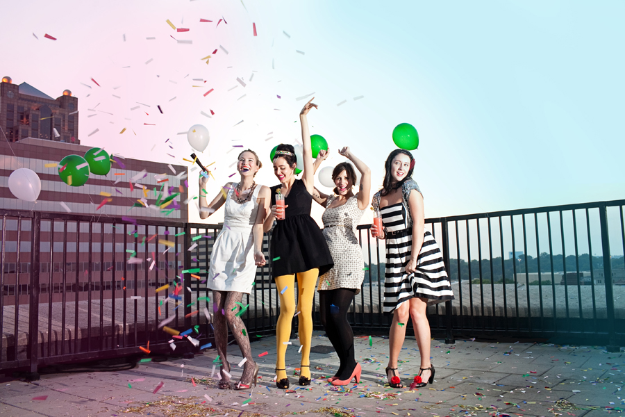 balloons and confetti bachelorette party
