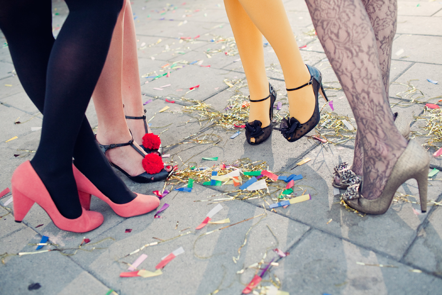colorful vintage shoes and tights