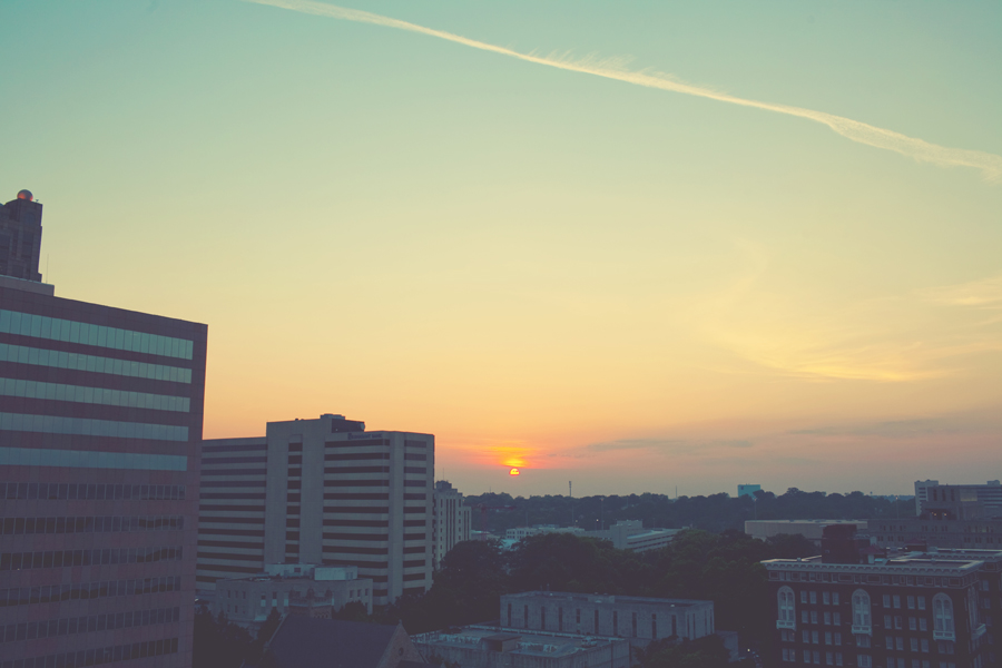 birmingham city skyline at sunset