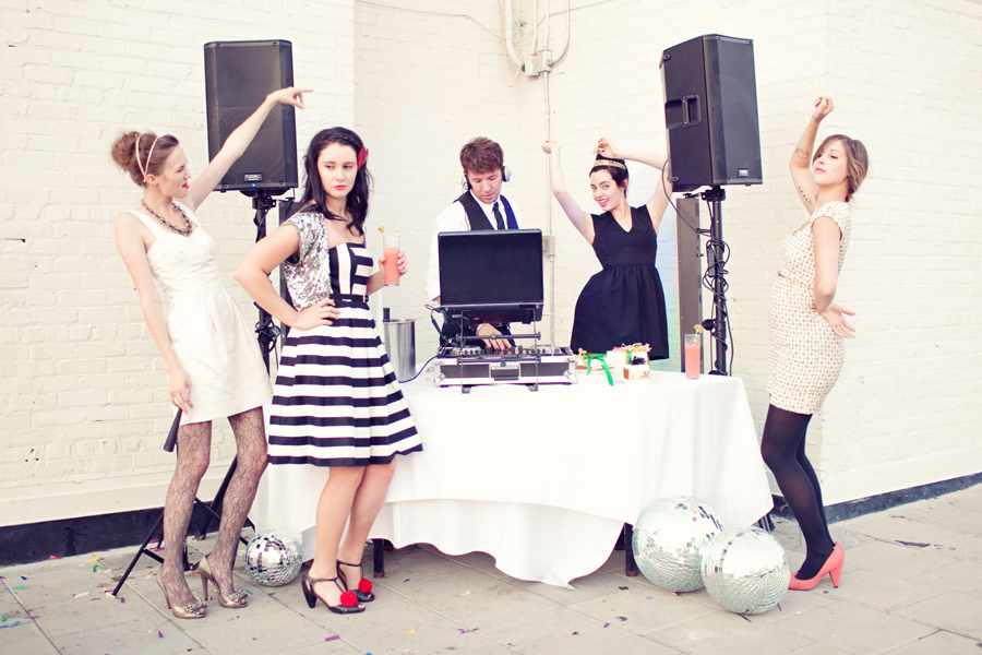 bachelorette girls dancing with DJ