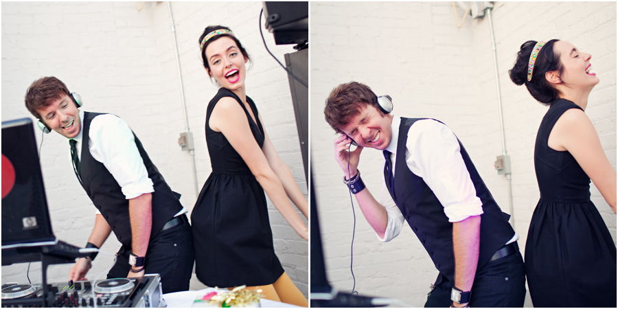 bride-to-be dancing with DJ