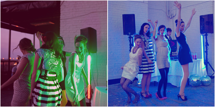 blue and green lights and dancing
